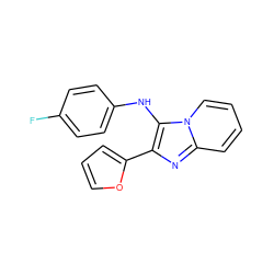 Fc1ccc(Nc2c(-c3ccco3)nc3ccccn23)cc1 ZINC000003906251