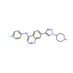 Fc1ccc(Nc2ccnc3cc(-c4cnn(C5CCNCC5)c4)ccc23)cc1 ZINC001772615505
