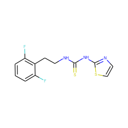 Fc1cccc(F)c1CCNC(=S)Nc1nccs1 ZINC000013744879