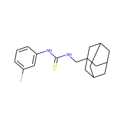 Fc1cccc(NC(=S)NCC23CC4CC(CC(C4)C2)C3)c1 ZINC000013762525
