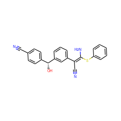 N#C/C(=C(/N)Sc1ccccc1)c1cccc([C@H](O)c2ccc(C#N)cc2)c1 ZINC000038145367