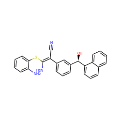 N#C/C(=C(/N)Sc1ccccc1N)c1cccc([C@@H](O)c2cccc3ccccc23)c1 ZINC000038145336