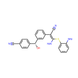 N#C/C(=C(/N)Sc1ccccc1N)c1cccc([C@H](O)c2ccc(C#N)cc2)c1 ZINC000034035547