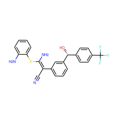 N#C/C(=C(/N)Sc1ccccc1N)c1cccc([C@H](O)c2ccc(C(F)(F)F)cc2)c1 ZINC000038145312
