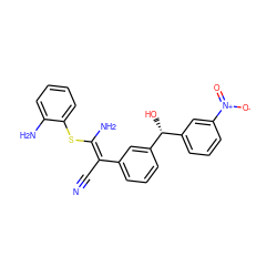 N#C/C(=C(/N)Sc1ccccc1N)c1cccc([C@H](O)c2cccc([N+](=O)[O-])c2)c1 ZINC000038145318