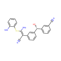 N#C/C(=C(/N)Sc1ccccc1N)c1cccc([C@H](O)c2cccc(C#N)c2)c1 ZINC000001549349