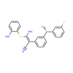 N#C/C(=C(/N)Sc1ccccc1N)c1cccc([C@H](O)c2cccc(F)c2)c1 ZINC000038145349