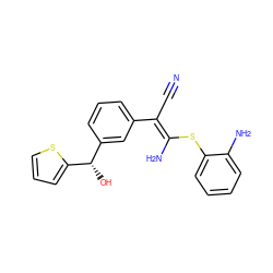 N#C/C(=C(/N)Sc1ccccc1N)c1cccc([C@H](O)c2cccs2)c1 ZINC000038145326