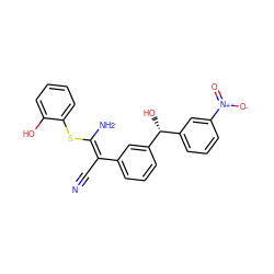 N#C/C(=C(/N)Sc1ccccc1O)c1cccc([C@H](O)c2cccc([N+](=O)[O-])c2)c1 ZINC000038145375