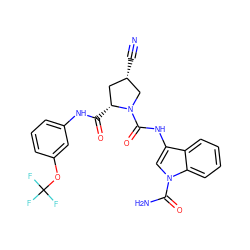 N#C[C@H]1C[C@@H](C(=O)Nc2cccc(OC(F)(F)F)c2)N(C(=O)Nc2cn(C(N)=O)c3ccccc23)C1 ZINC000144006545