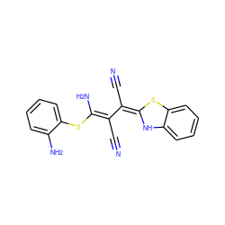 N#CC(=C(/N)Sc1ccccc1N)/C(C#N)=C1\Nc2ccccc2S1 ZINC000053157230