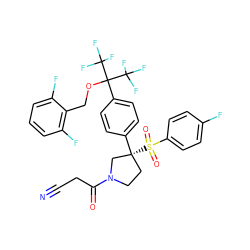 N#CCC(=O)N1CC[C@@](c2ccc(C(OCc3c(F)cccc3F)(C(F)(F)F)C(F)(F)F)cc2)(S(=O)(=O)c2ccc(F)cc2)C1 ZINC001772627174