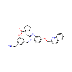 N#CCc1cccc(Cn2c(CC3(C(=O)O)CCCC3)nc3cc(OCc4ccc5ccccc5n4)ccc32)c1 ZINC000226128425