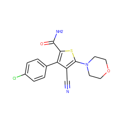 N#Cc1c(N2CCOCC2)sc(C(N)=O)c1-c1ccc(Cl)cc1 ZINC000084635793