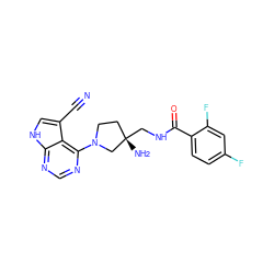 N#Cc1c[nH]c2ncnc(N3CC[C@](N)(CNC(=O)c4ccc(F)cc4F)C3)c12 ZINC000053295386