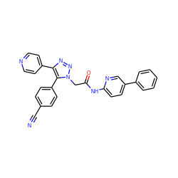 N#Cc1ccc(-c2c(-c3ccncc3)nnn2CC(=O)Nc2ccc(-c3ccccc3)cn2)cc1 ZINC001772652081