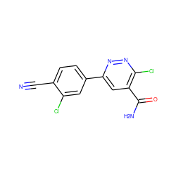N#Cc1ccc(-c2cc(C(N)=O)c(Cl)nn2)cc1Cl ZINC000025966481