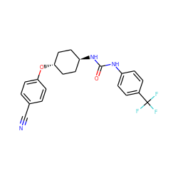 N#Cc1ccc(O[C@H]2CC[C@H](NC(=O)Nc3ccc(C(F)(F)F)cc3)CC2)cc1 ZINC000261188623