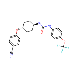 N#Cc1ccc(O[C@H]2CC[C@H](NC(=O)Nc3ccc(OC(F)(F)F)cc3)CC2)cc1 ZINC000261070880