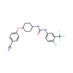 N#Cc1ccc(OC2CCC(NC(=O)Nc3ccc(Cl)c(C(F)(F)F)c3)CC2)cc1 ZINC000211269117