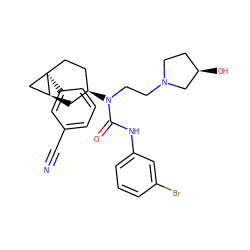 N#Cc1cccc([C@]23CC[C@@H](N(CCN4CC[C@@H](O)C4)C(=O)Nc4cccc(Br)c4)C[C@H]2C3)c1 ZINC000028649943