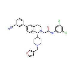 N#Cc1cccc(-c2ccc3c(c2)CCN(CC(=O)Nc2cc(Cl)cc(Cl)c2)[C@@H]3C2CCN(Cc3ccoc3)CC2)c1 ZINC000003987159