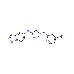N#Cc1cccc(CN2CC[C@H](Nc3ccc4[nH]ncc4c3)C2)c1 ZINC000114337634