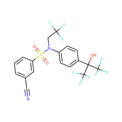 N#Cc1cccc(S(=O)(=O)N(CC(F)(F)F)c2ccc(C(O)(C(F)(F)F)C(F)(F)F)cc2)c1 ZINC000103248785
