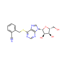 N#Cc1ccccc1CSc1ncnc2c1ncn2[C@@H]1O[C@H](CO)[C@@H](O)[C@H]1O ZINC000040892624