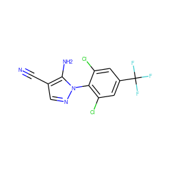 N#Cc1cnn(-c2c(Cl)cc(C(F)(F)F)cc2Cl)c1N ZINC000000110937