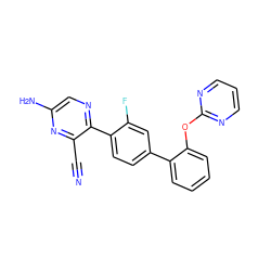 N#Cc1nc(N)cnc1-c1ccc(-c2ccccc2Oc2ncccn2)cc1F ZINC000224853193