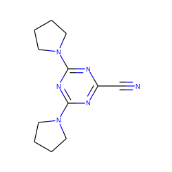 N#Cc1nc(N2CCCC2)nc(N2CCCC2)n1 ZINC000000109001