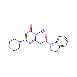 N#Cn1c(CC(=O)N2CCc3ccccc32)nc(N2CCOCC2)cc1=O ZINC000216045660