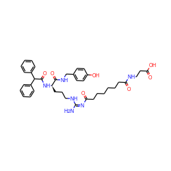 N/C(=N/C(=O)CCCCCCC(=O)NCCC(=O)O)NCCC[C@@H](NC(=O)C(c1ccccc1)c1ccccc1)C(=O)NCc1ccc(O)cc1 ZINC000058583537