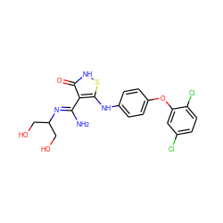 N/C(=N\C(CO)CO)c1c(Nc2ccc(Oc3cc(Cl)ccc3Cl)cc2)s[nH]c1=O ZINC000034802795