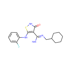 N/C(=N\CC1CCCCC1)c1c(Nc2ccccc2F)s[nH]c1=O ZINC000034802635