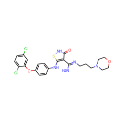 N/C(=N\CCCN1CCOCC1)c1c(Nc2ccc(Oc3cc(Cl)ccc3Cl)cc2)s[nH]c1=O ZINC000034802648