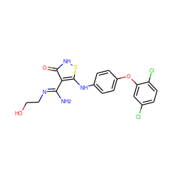 N/C(=N\CCO)c1c(Nc2ccc(Oc3cc(Cl)ccc3Cl)cc2)s[nH]c1=O ZINC000034802788