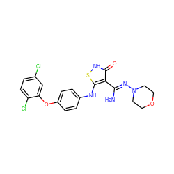 N/C(=N\N1CCOCC1)c1c(Nc2ccc(Oc3cc(Cl)ccc3Cl)cc2)s[nH]c1=O ZINC000034802665