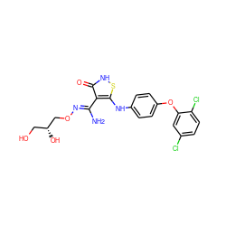 N/C(=N\OC[C@H](O)CO)c1c(Nc2ccc(Oc3cc(Cl)ccc3Cl)cc2)s[nH]c1=O ZINC000034802812