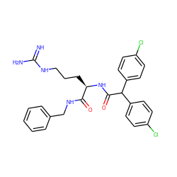 N=C(N)NCCC[C@@H](NC(=O)C(c1ccc(Cl)cc1)c1ccc(Cl)cc1)C(=O)NCc1ccccc1 ZINC000029347188