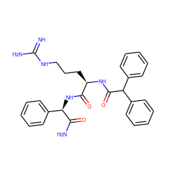 N=C(N)NCCC[C@@H](NC(=O)C(c1ccccc1)c1ccccc1)C(=O)N[C@@H](C(N)=O)c1ccccc1 ZINC000029392100