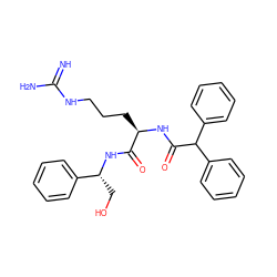 N=C(N)NCCC[C@@H](NC(=O)C(c1ccccc1)c1ccccc1)C(=O)N[C@H](CO)c1ccccc1 ZINC000029391667