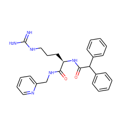 N=C(N)NCCC[C@@H](NC(=O)C(c1ccccc1)c1ccccc1)C(=O)NCc1ccccn1 ZINC000029343006