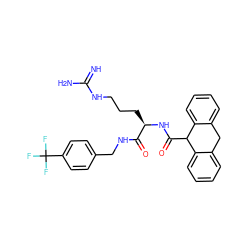 N=C(N)NCCC[C@@H](NC(=O)C1c2ccccc2Cc2ccccc21)C(=O)NCc1ccc(C(F)(F)F)cc1 ZINC000038149847