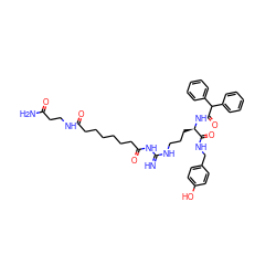 N=C(NCCC[C@@H](NC(=O)C(c1ccccc1)c1ccccc1)C(=O)NCc1ccc(O)cc1)NC(=O)CCCCCCC(=O)NCCC(N)=O ZINC000058592404