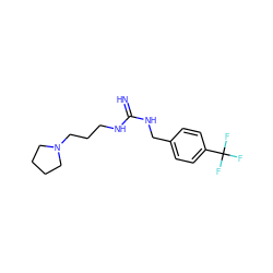 N=C(NCCCN1CCCC1)NCc1ccc(C(F)(F)F)cc1 ZINC000013809066