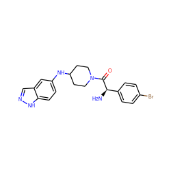 N[C@@H](C(=O)N1CCC(Nc2ccc3[nH]ncc3c2)CC1)c1ccc(Br)cc1 ZINC000028891743