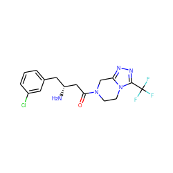 N[C@@H](CC(=O)N1CCn2c(nnc2C(F)(F)F)C1)Cc1cccc(Cl)c1 ZINC000028820801