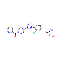 N[C@@H](CO)COc1cc(Cl)c(-c2nc(N3CCN(C(=O)c4ccccn4)CC3)no2)cc1F ZINC000299835196
